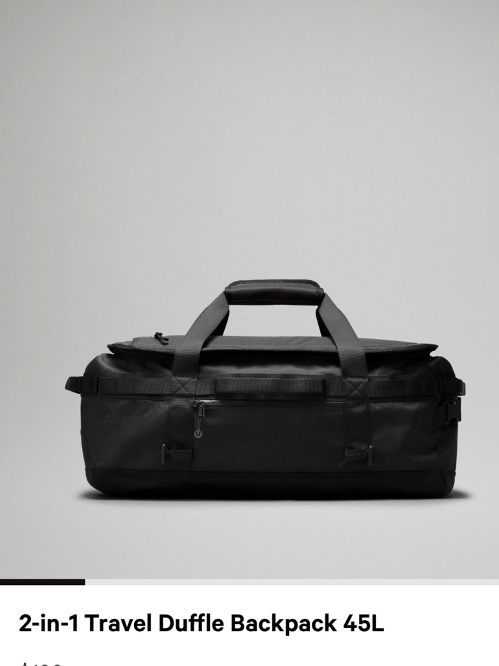 lululemon athletica Black 2-in-1 Travel Duffle Backpack